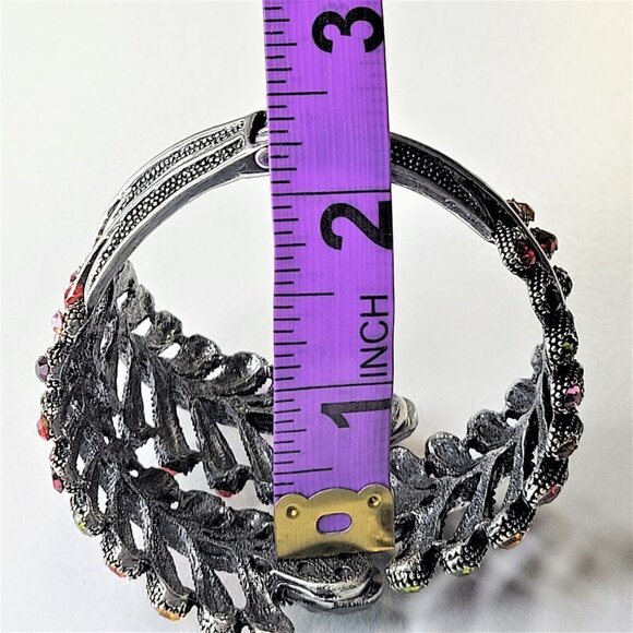 Multicolored Rhinestone Hinged Cuff Bracelet - Picture 8 of 13